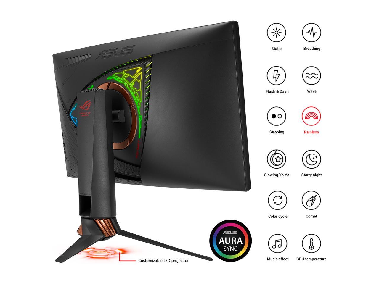 ASUS ROG Swift PG27VQ 27" WQHD 2560 x 1440 1ms 165Hz HDMI, DisplayPort G-SYNC Aura Sync Curved Gaming Monitor with Eye Care