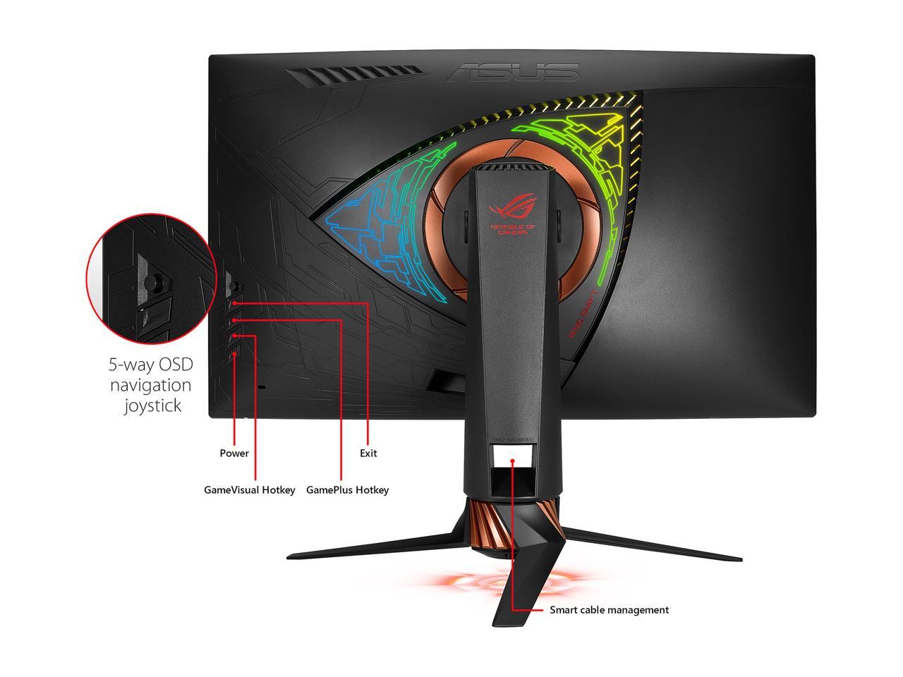 ASUS ROG Swift PG27VQ 27" WQHD 2560 x 1440 1ms 165Hz HDMI, DisplayPort G-SYNC Aura Sync Curved Gaming Monitor with Eye Care