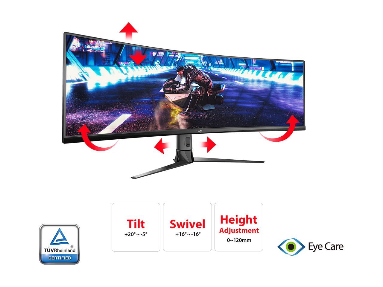 ASUS ROG Strix XG49VQ 49" Super Ultra-Wide HDR Curved Gaming Monitor - 32:9 (3840 x 1080), 144Hz, FreeSync 2, DisplayHDR 400, Eye Care with DP HDMI