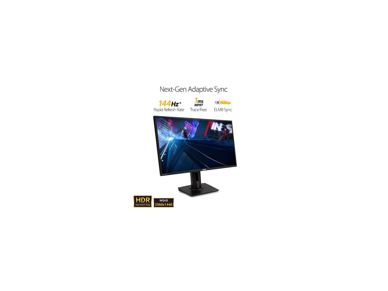 ASUS TUF Gaming VG27AQ 27" 2560 x 1440 WQHD 2K Resolution 165Hz 1ms 2xHDMI DisplayPort Adaptive-Sync G-SYNC Compatible Asus Eye Care with Ultra Low-Blue Light & Flicker-Free IPS HDR10 Gaming Monitor