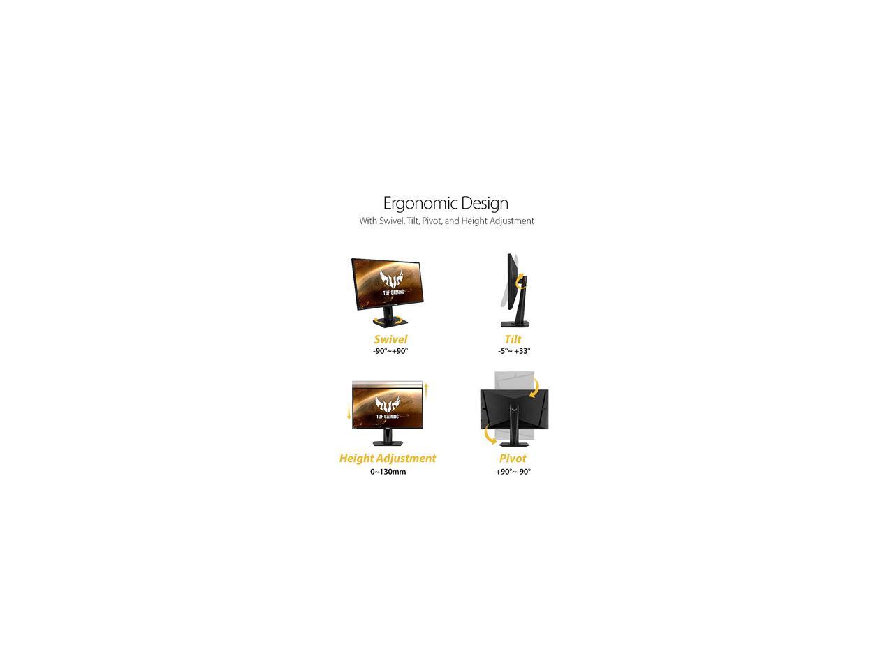 ASUS TUF Gaming VG27AQ 27" 2560 x 1440 WQHD 2K Resolution 165Hz 1ms 2xHDMI DisplayPort Adaptive-Sync G-SYNC Compatible Asus Eye Care with Ultra Low-Blue Light & Flicker-Free IPS HDR10 Gaming Monitor