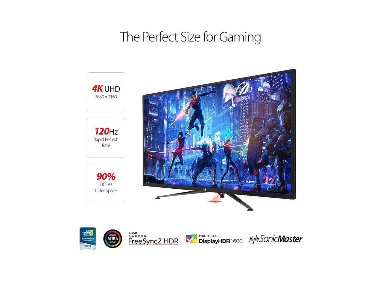 ASUS ROG Strix XG438Q 43" 3840 x 2160 4K Resolution 4ms 120Hz 3xHDMI DisplayPort FreeSync Flicker Free HDR 600 Remote Control Built-in Speakers Backlit LED Gaming Monitor