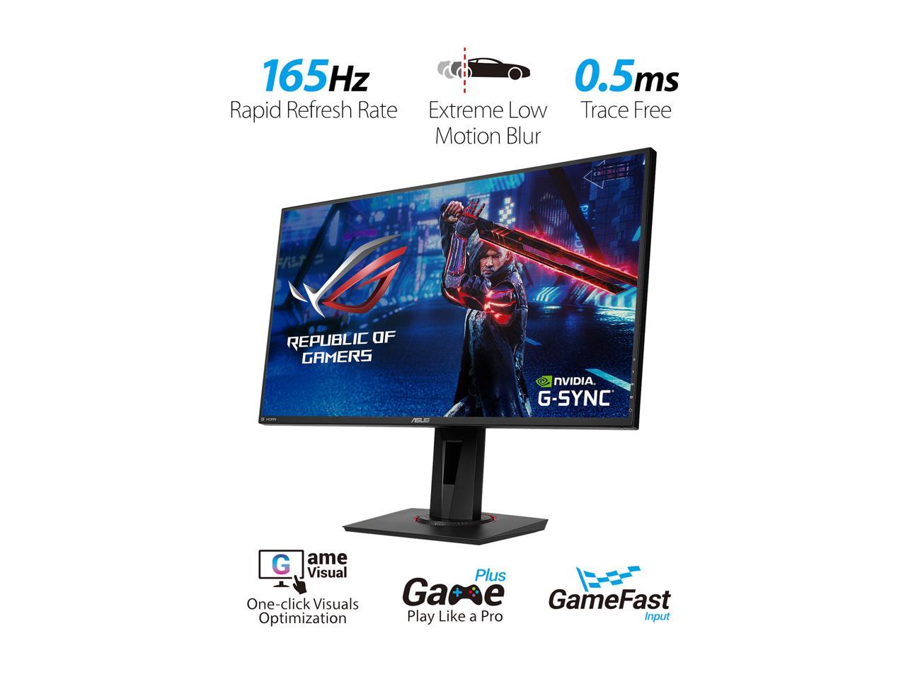 ASUS VG278QR 27" Full HD 1920 x 1080 165Hz 0.5ms DisplayPort HDMI DVI-D G-SYNC Compatible Asus Eye Care Flciker-Free Technology Low Blue Light Built-in Speakers Backlit LED Gaming Monitor