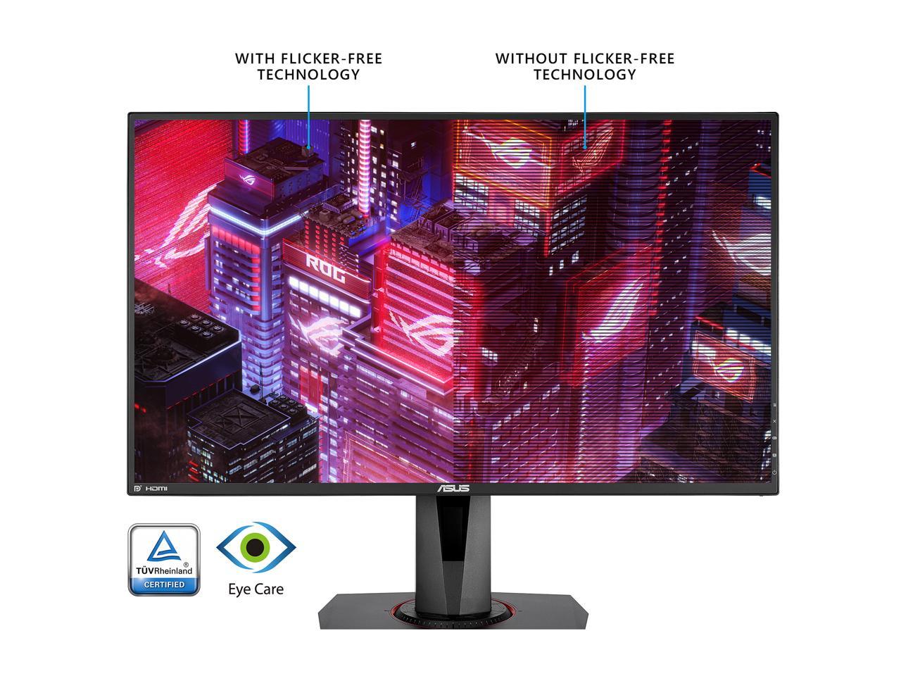 ASUS VG278QR 27" Full HD 1920 x 1080 165Hz 0.5ms DisplayPort HDMI DVI-D G-SYNC Compatible Asus Eye Care Flciker-Free Technology Low Blue Light Built-in Speakers Backlit LED Gaming Monitor