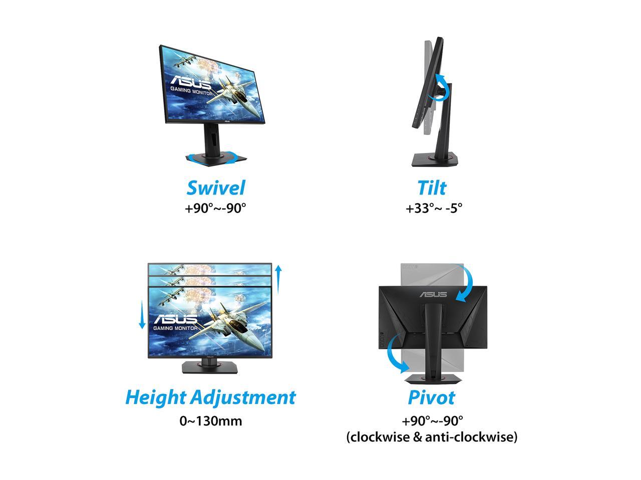 ASUS VG258QR 25" (Actual size 24.5") Full HD 1920 x 1080 up to 0.5ms (GTG) 165Hz DVI-D HDMI DisplayPort G-SYNC Compatible Asus Eye Care with Ultra Low-Blue Light & Flicker-Free Gaming Monitor