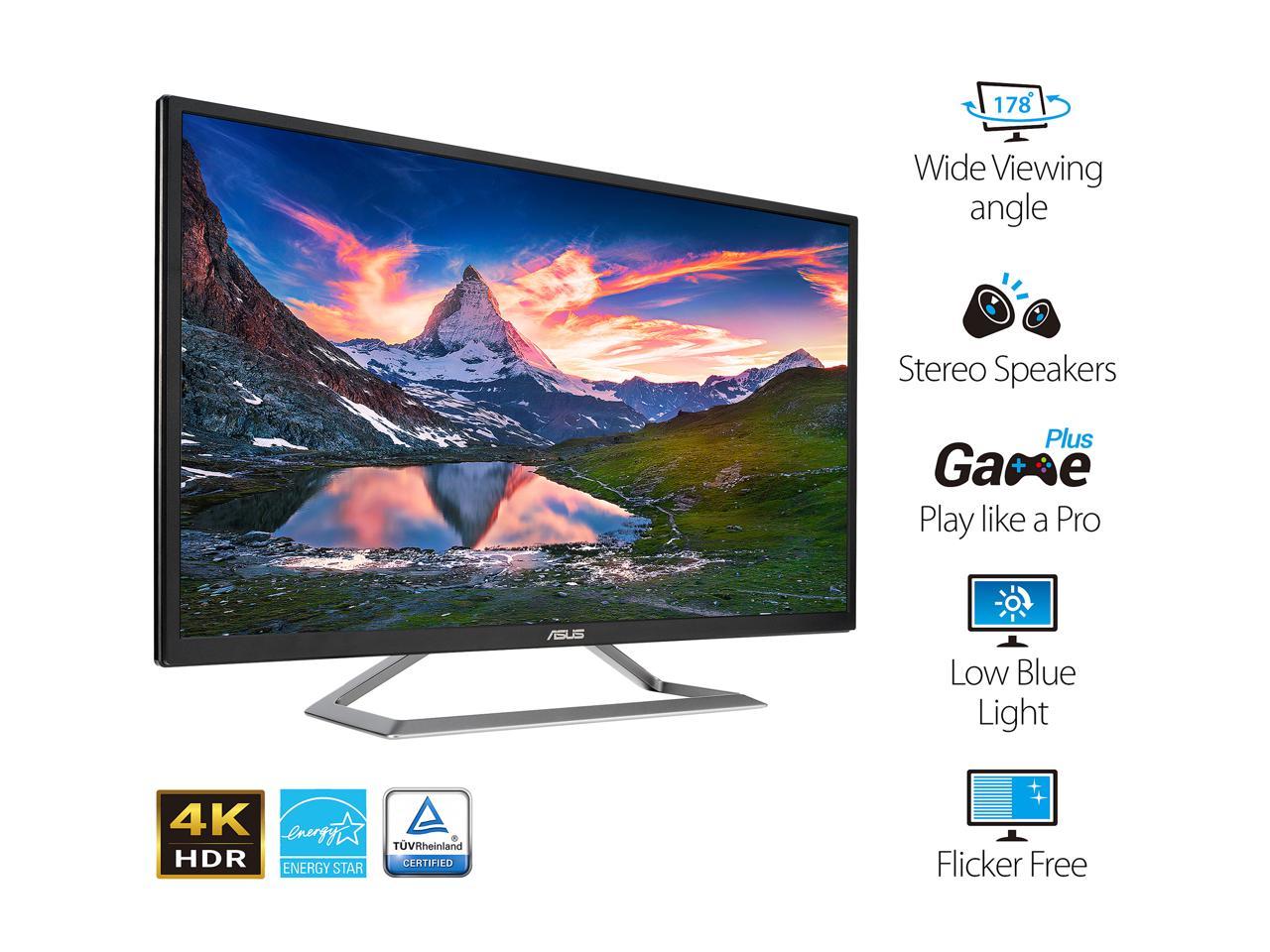 ASUS VA32UQ 32" (Actual size 31.5") Eye Care Monitor, 3840 x 2160 4K UHD, HDR-10, 95% DCI-P3, Adaptive-Sync/FreeSync, Shadow Boost, Flicker Free, Blue Light Filter