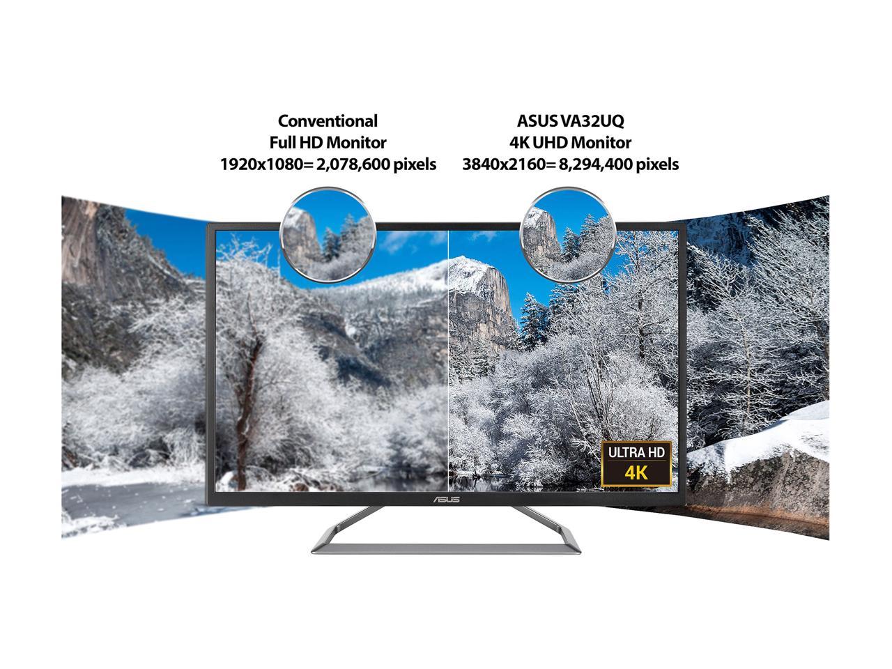 ASUS VA32UQ 32" (Actual size 31.5") Eye Care Monitor, 3840 x 2160 4K UHD, HDR-10, 95% DCI-P3, Adaptive-Sync/FreeSync, Shadow Boost, Flicker Free, Blue Light Filter