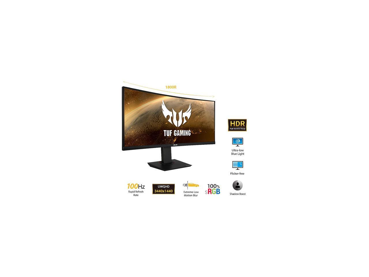 ASUS TUF Gaming VG35VQ Curved Gaming Monitor 35" WQHD (3440 x 1440), 100Hz, Extreme Low Motion Blur, Adaptive-Sync, 1ms (MPRT)