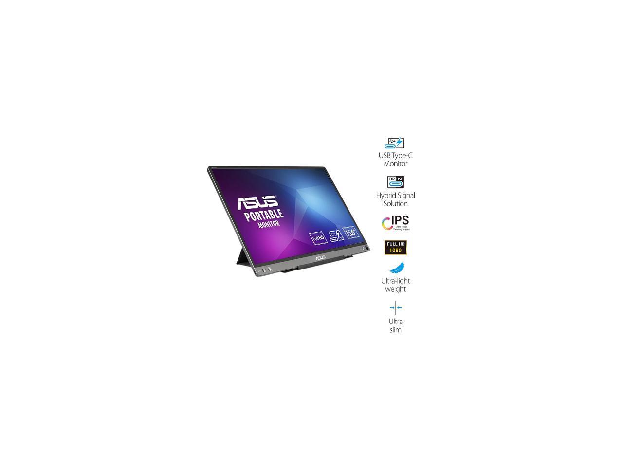 ASUS ZenScreen MB16ACE 15.6" Full HD 1920 x 1080 USB Type-C Portable USB Monitor, Hybrid Signal Solution, USB Type-C, Flicker Free, Blue Light Filter, Anti-glare Surface