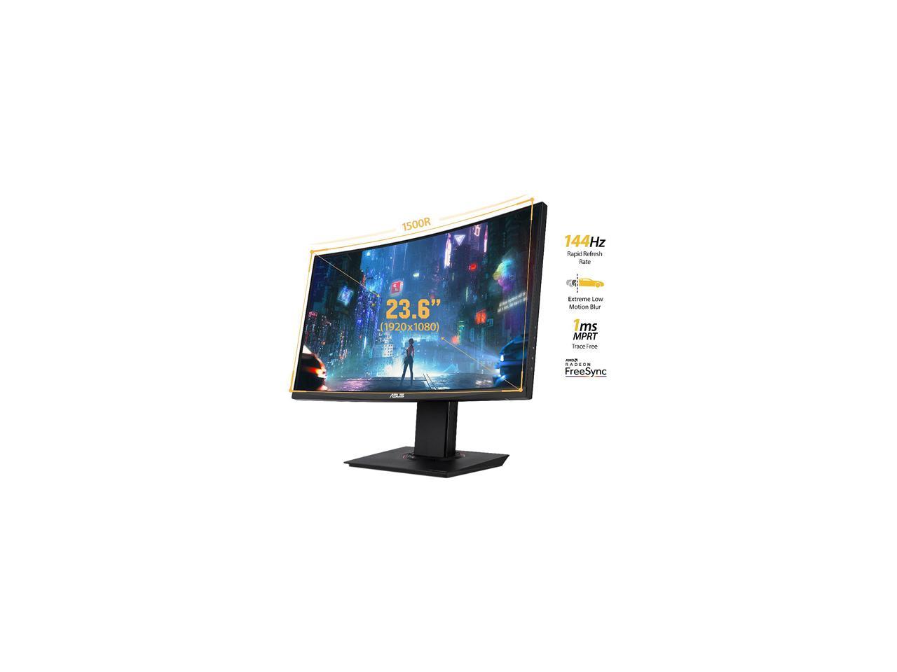 ASUS TUF Gaming VG24VQ 24" Full HD 1920 x 1080 1ms MPRT 144Hz 2 x HDMI, DisplayPort AMD FreeSync Asus Eye Care with Ultra Low-Blue Light & Flicker-Free Backlit LED Curved Gaming Monitor
