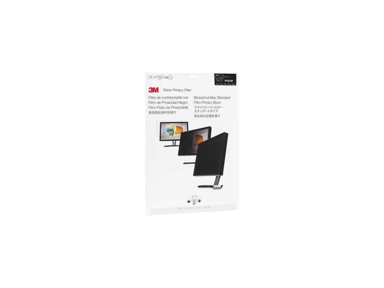 3M Privacy Filter PF185W9B for 18.5" Monitor Black, Glossy, Matte - For 18.5" Widescreen LCD Monitor - 16:9 - Scratch Resistant, Fingerprint Resistant, Dust Resistant - Anti-glare