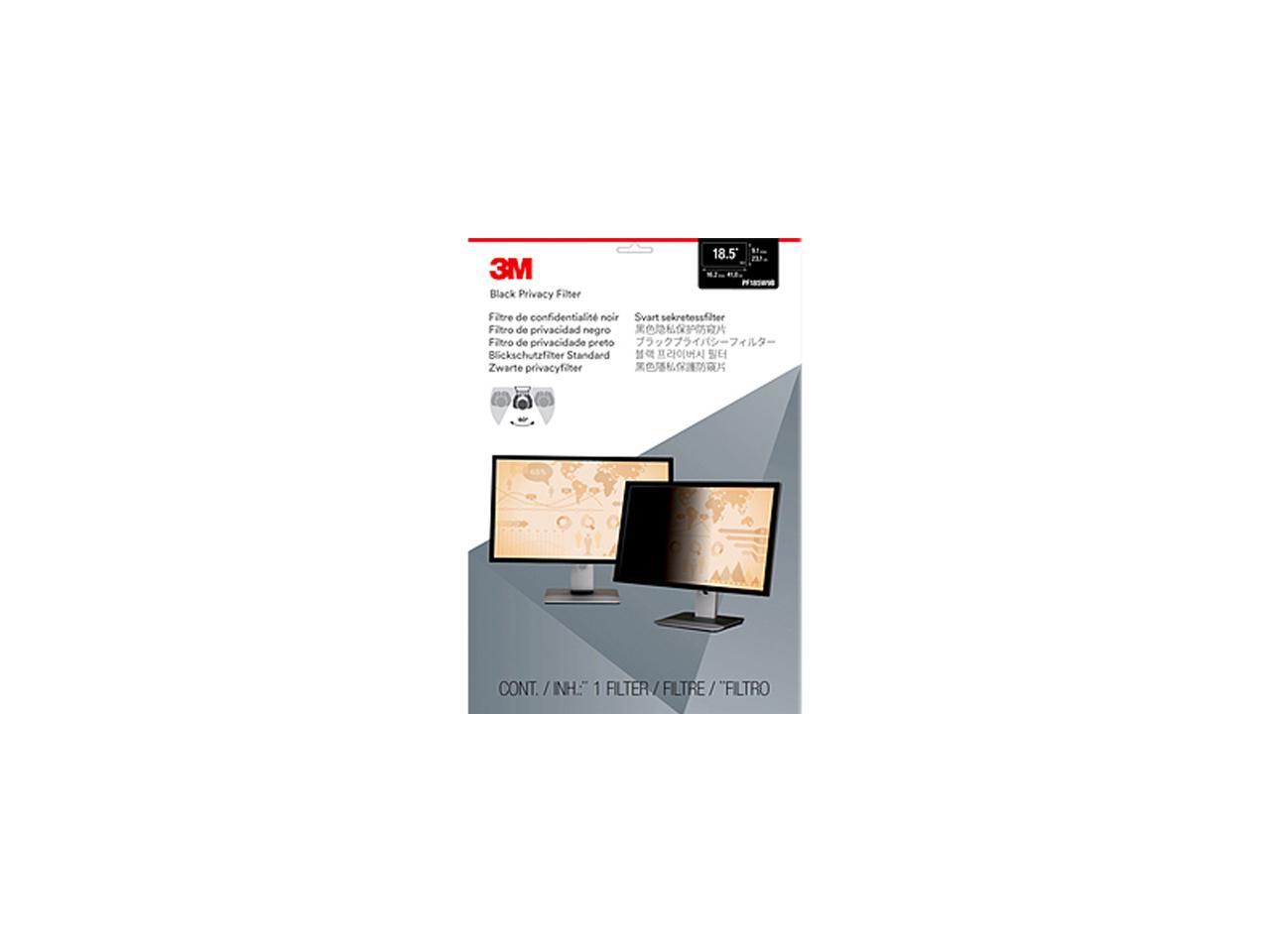 3M Privacy Filter PF185W9B for 18.5" Monitor Black, Glossy, Matte - For 18.5" Widescreen LCD Monitor - 16:9 - Scratch Resistant, Fingerprint Resistant, Dust Resistant - Anti-glare