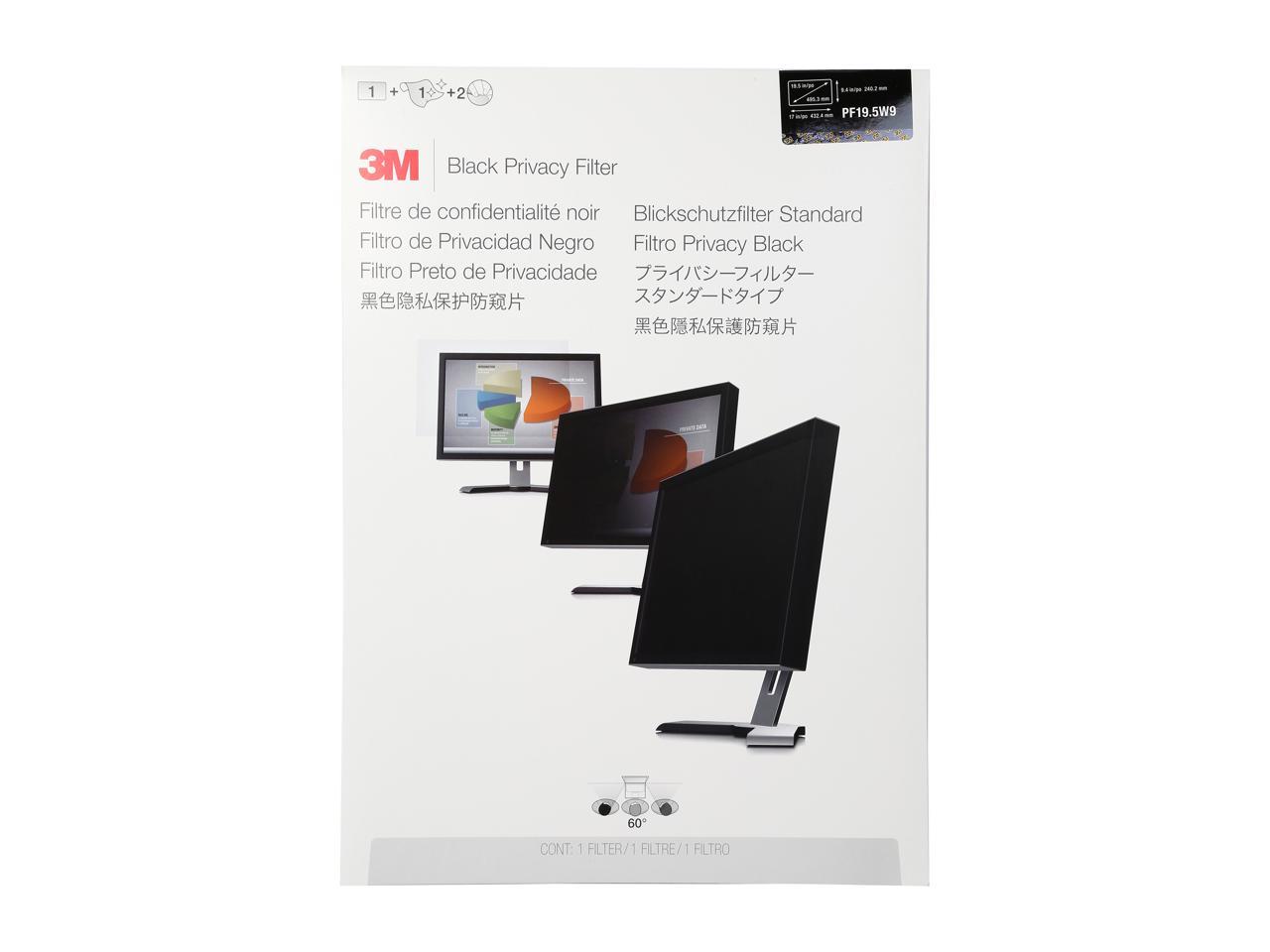 3M Privacy Filter PF195W9B for 19.5" Monitor Black, Glossy, Matte - For 19.5" Widescreen LCD Monitor - 16:9 - Scratch Resistant, Fingerprint Resistant, Dust Resistant - Anti-glare
