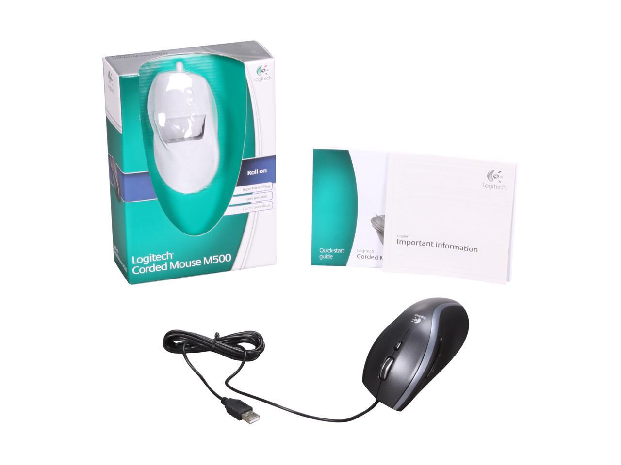 Logitech M500 Black Tilt Wheel USB Corded Laser 1000 dpi Mouse