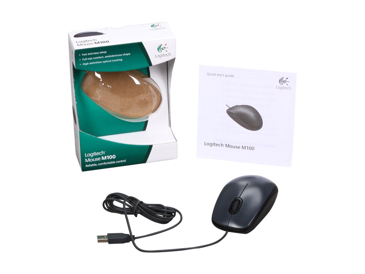 Logitech M100 910-001601 Black 3 Buttons 1 x Wheel USB Wired Optical 1000 dpi Mouse