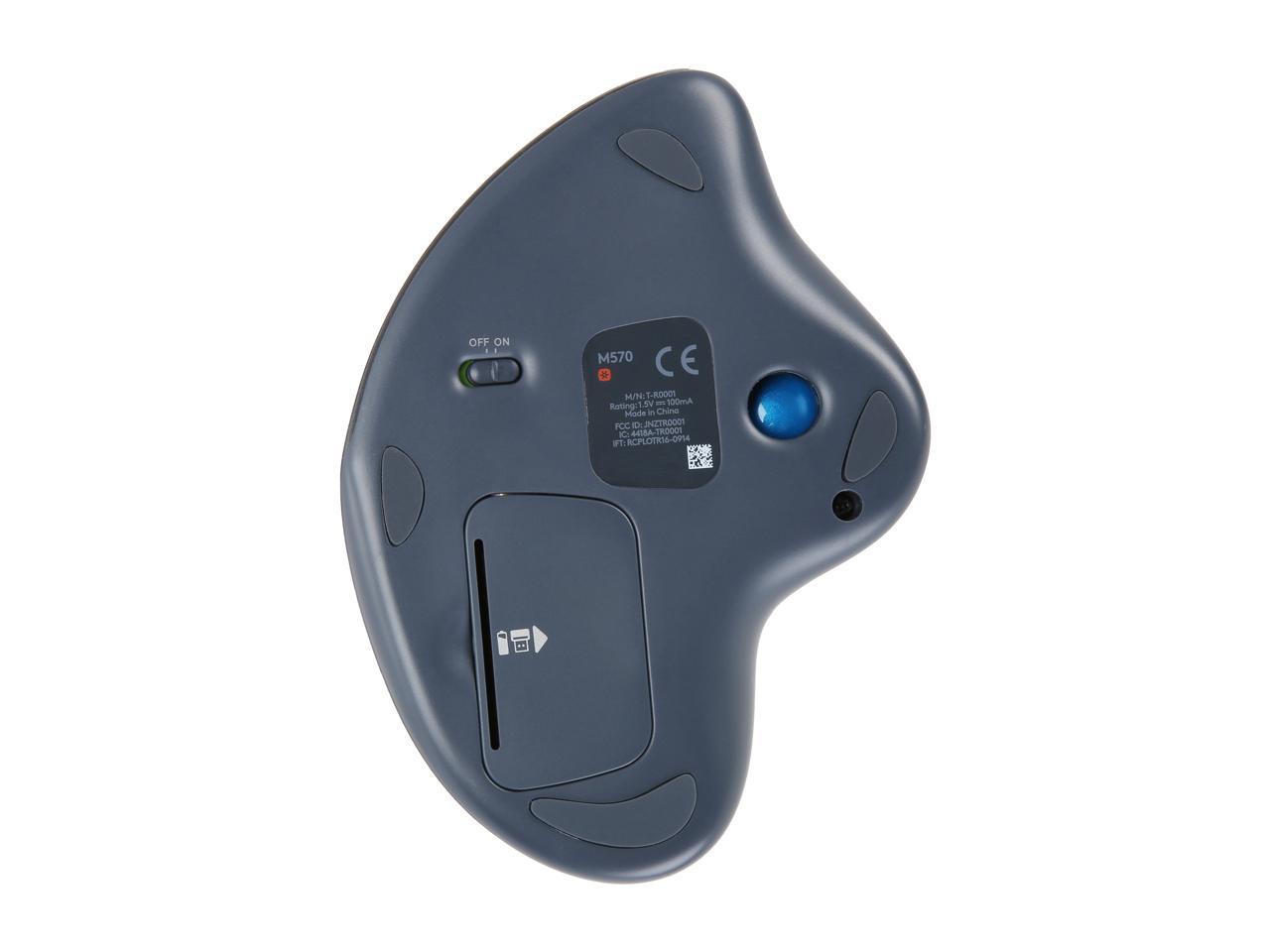 Logitech M570 910-001799 Silver and Blue 5 Buttons 1 x Wheel USB RF Wireless Laser Trackball