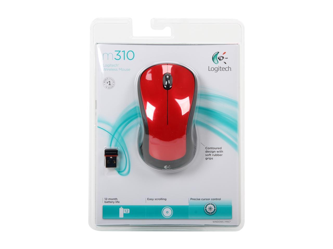 Logitech Logitech M310 Red Full Size Wireless Mouse M310 Flame Red 3 Buttons 1 x Wheel USB RF Wireless Laser Mouse