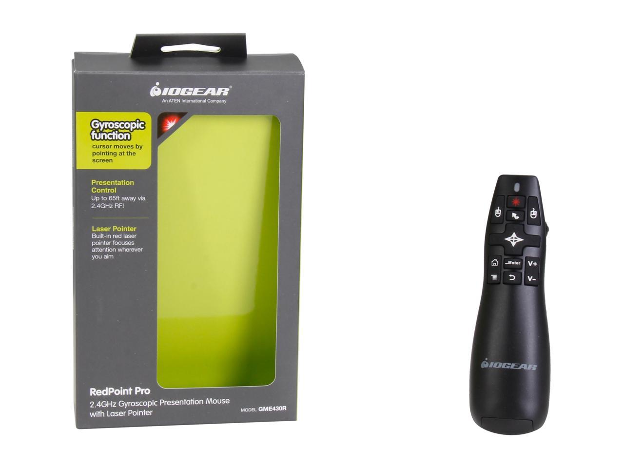 IOGEAR GME430R Red Point Pro 2.4GHz Gyroscopic Presentation Mouse with Laser Pointer