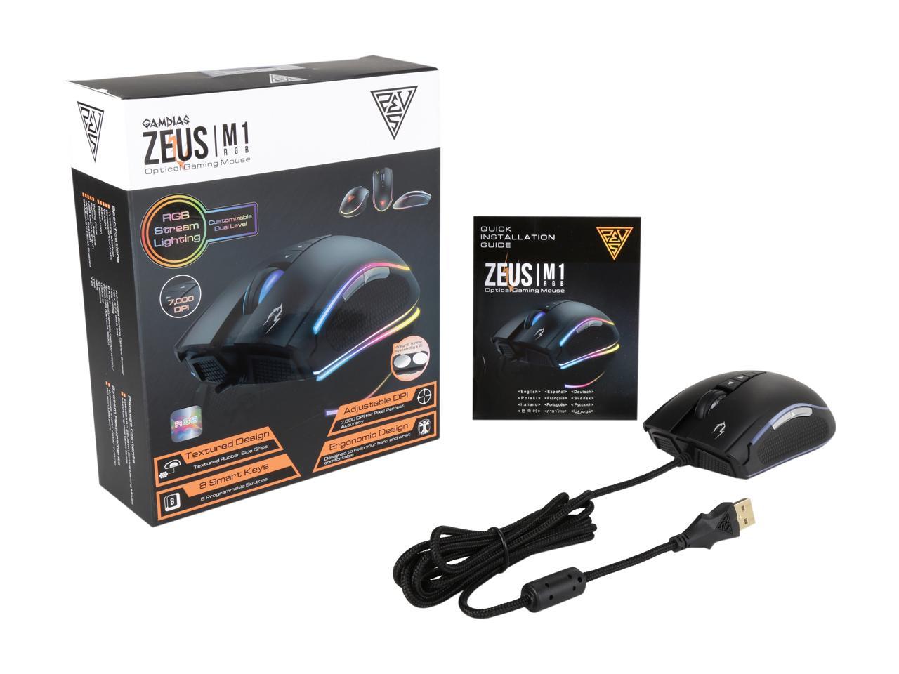 Gamdias ZEUS M1 Dual RGB Ligting + 7000 dpi Mouse w/ Weight Adjustment