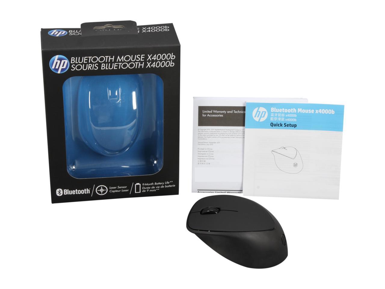 HP X4000b H3T51AA#ABC Matte Black 3 Buttons 1 x Wheel Bluetooth Wireless Laser Mouse