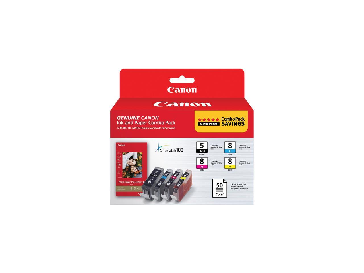 Canon PGI-5/CLI-8 Ink Cartridge - Combo Pack - Pigmented Black/Cyan/Magenta/Yellow/Paper