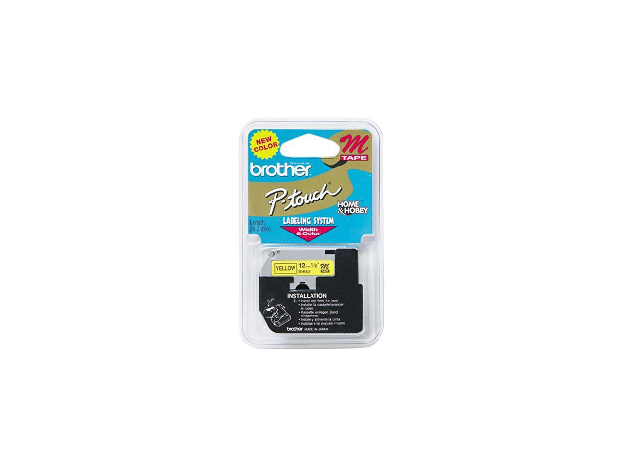 Brother P-Touch MK631 M Series Tape Cartridge for P-Touch Labelers, 1/2w, Black on Yellow