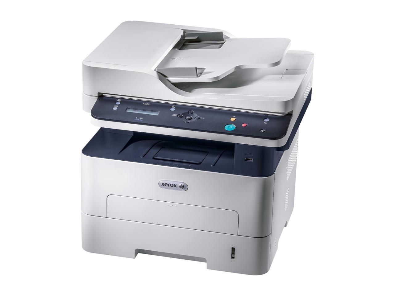 Xerox B205/NI Multifunction Printer, Print/Copy/Scan, Up to 31 ppm, Letter/Legal, PS/PCL, USB/Ethernet And Wireless, 110V