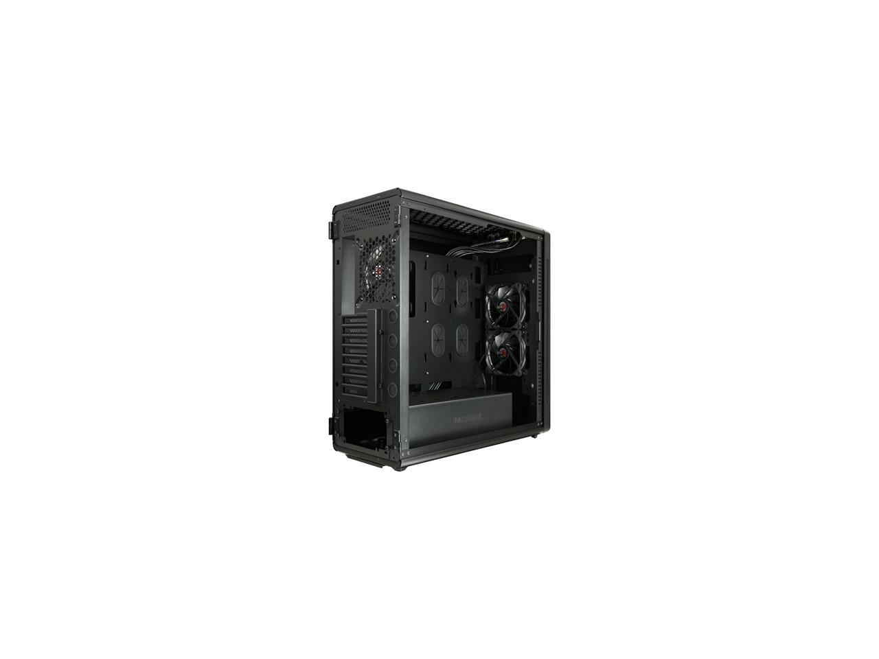 RAIJINTEK ASTERION PLUS BLACK, an Alu. E-ATX Case, 4xUSB 3.0, 3x12025 LED Fan Pre-installed, Supports 340mm VGA Card, 180mm height CPU Cooler, ATX/EPS PSU, Slim DVD Drive Bay, Side-opening Window