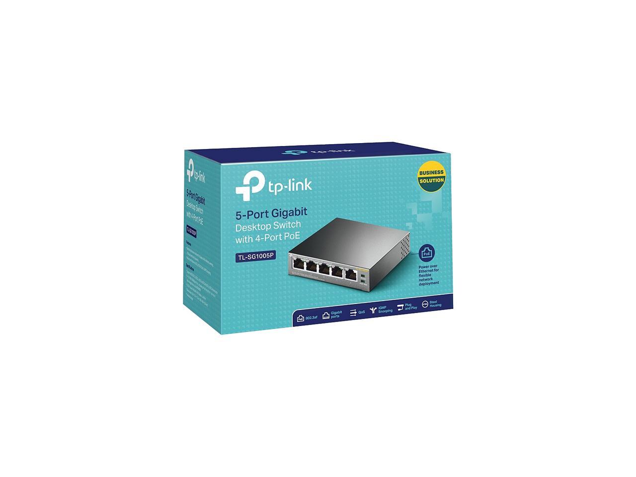 TP-Link 5 Port Gigabit PoE Switch | 4 Port PoE 56W | 802.3af Compliant | Shielded Ports | Traffic Optimization | Plug and Play | Sturdy Metal (TL-SG1005P)