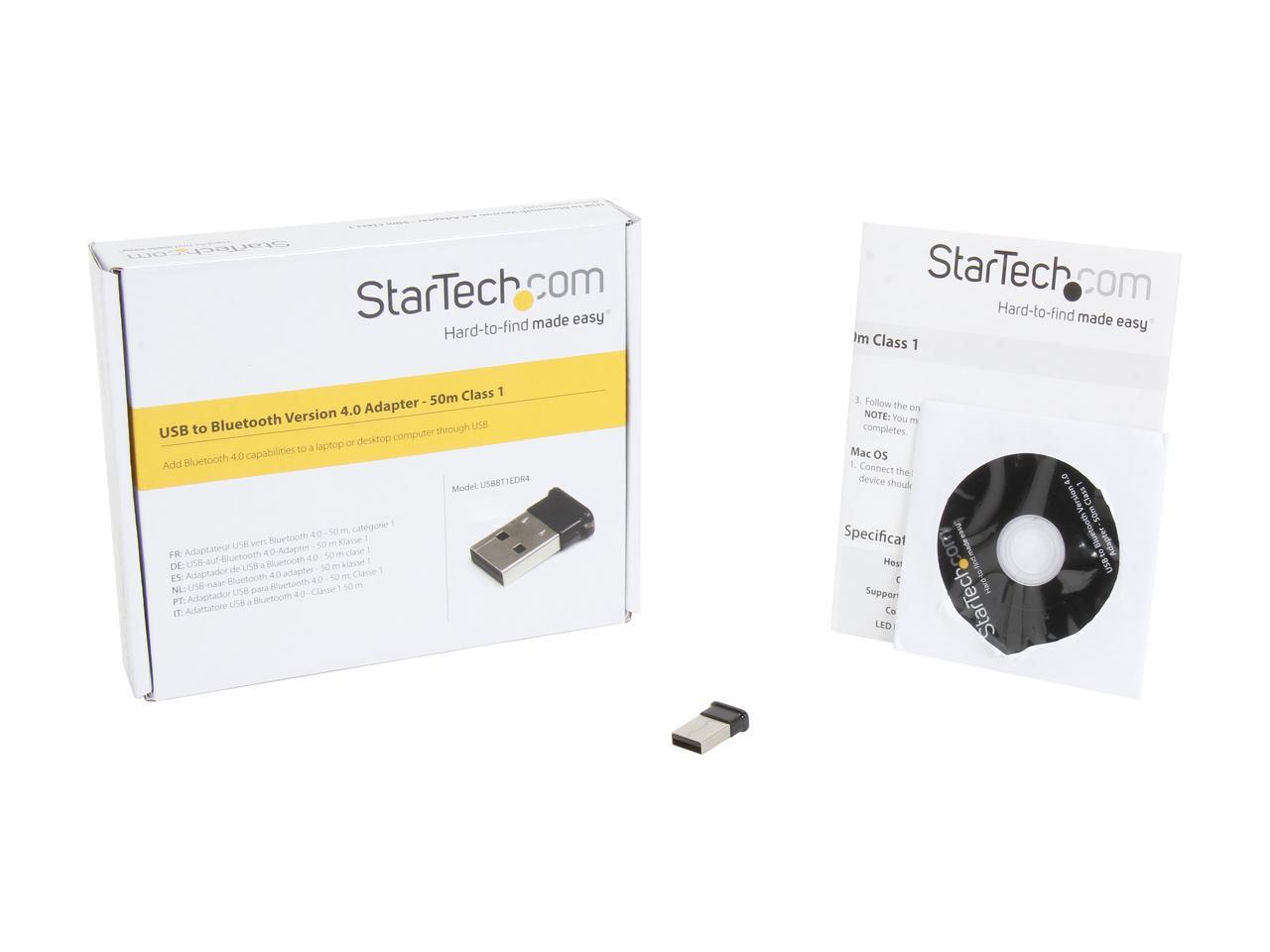 StarTech USBBT1EDR4 Mini USB Bluetooth 4.0 Adapter - 50m / 165 ft. Class 1 EDR Wireless Dongle - Mini Bluetooth Dongle Bluetooth Smart Ready LE+EDR