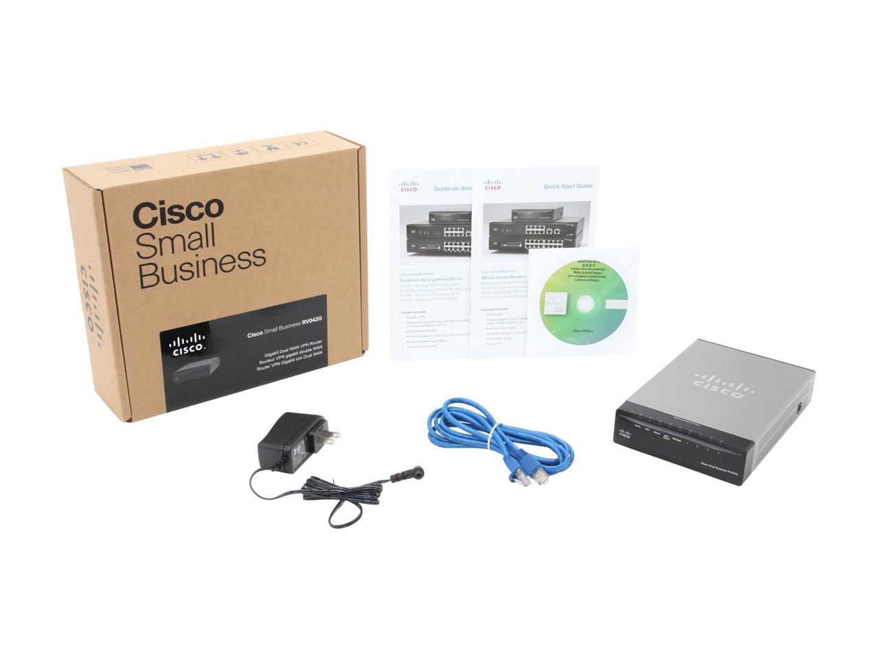 Cisco Small Business RV042G-K9-NA Dual Gigabit WAN VPN Router 2 x 10/100/1000Mbps WAN Ports 4 x 10/100/1000Mbps LAN Ports