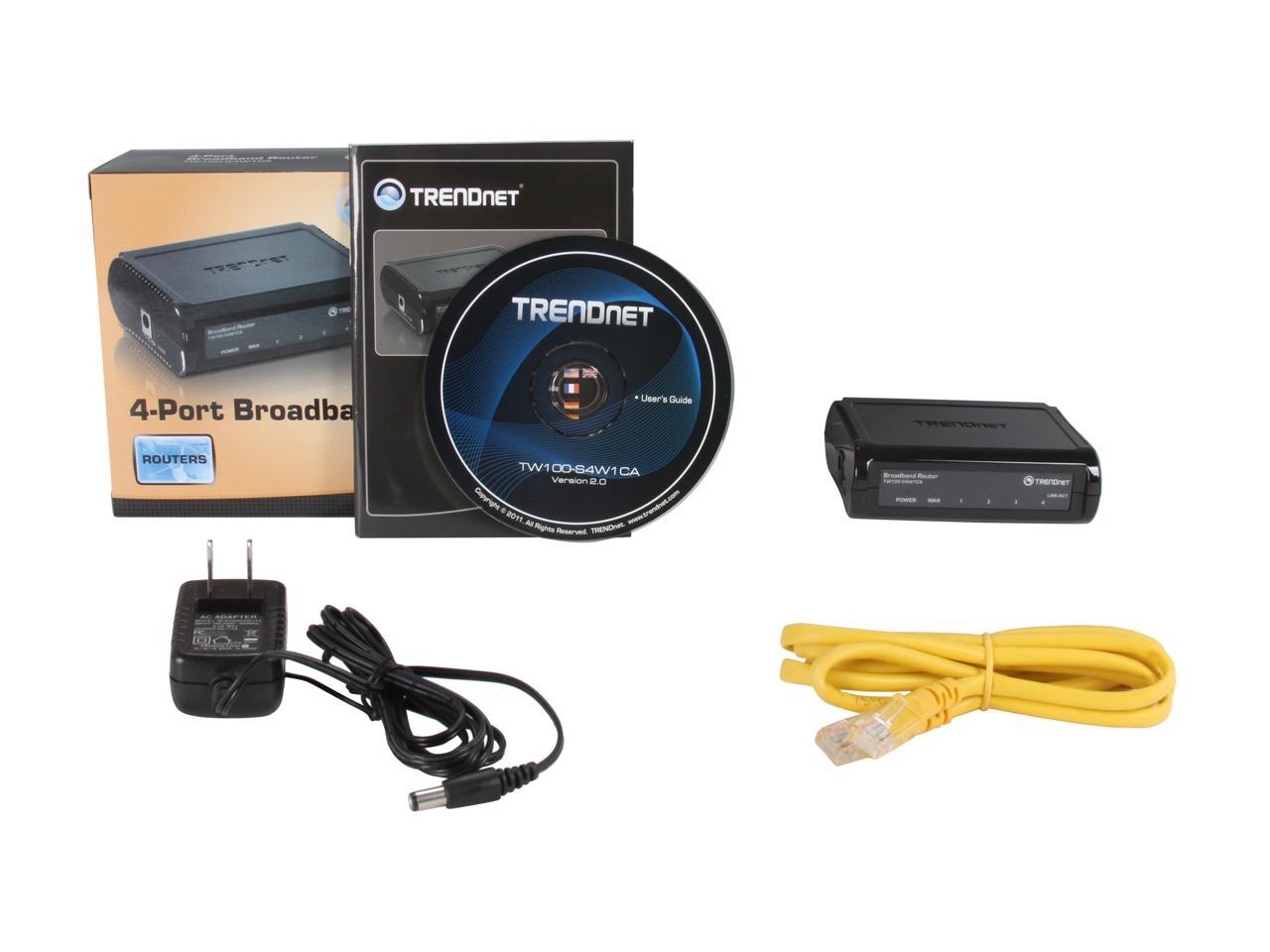 TRENDnet TW100-S4W1CA DSL/Cable Broadband Router 1 x 10/100Mbps WAN Ports 4 x 10/100Mbps LAN Ports