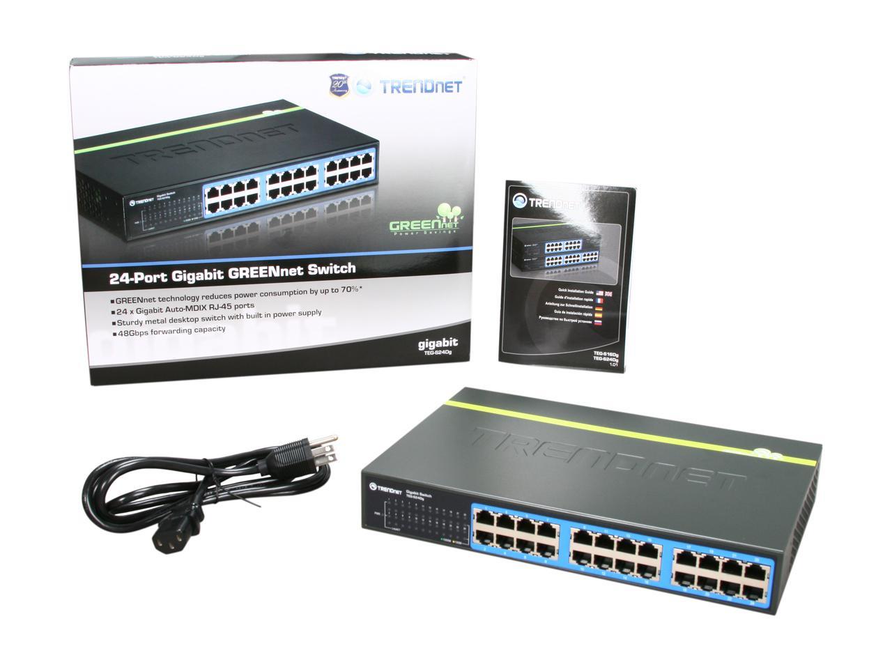 TRENDnet TEG-S24DG Unmanaged Gigabit GREENnet Switch. Limited LifeTime Warranty
