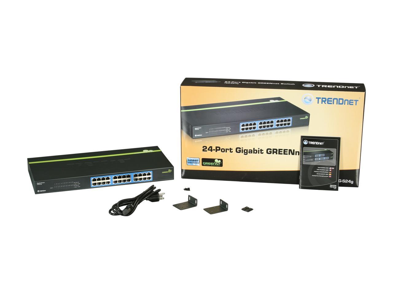 TRENDnet TEG-S24G Unmanaged 24-Port Gigabit GREENnet Switch. Limited Life Time Warranty