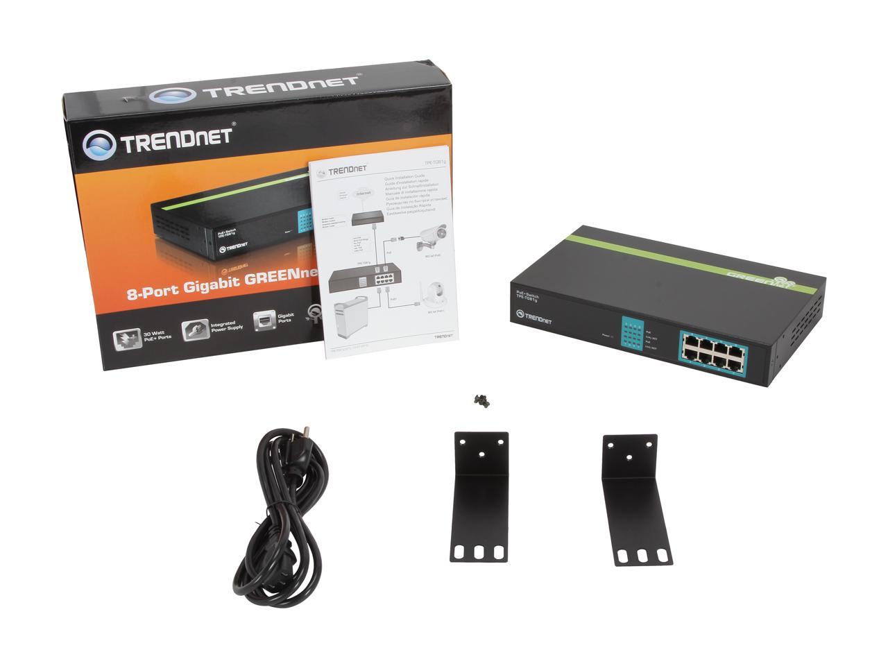 TRENDnet TPE-TG81g Network - Switches 8-Port Gigabit GREENnet PoE+ Switch. Limited Life Time Warranty