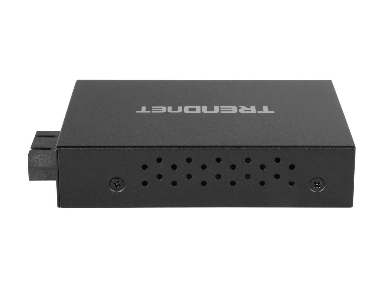 TRENDnet TFC-GMSC 1000Base-T to 1000Base-SX Multi-Mode SC Fiber Converter Gigabit Ethernet: 2000 Mbps (full duplex)Optical fiber: 1.25 Gbps 1 x 10/100/1000 Mbps Auto-MDIX Gigabit port1 x 100/1000 Mbps SC-type multi-mode fiber port