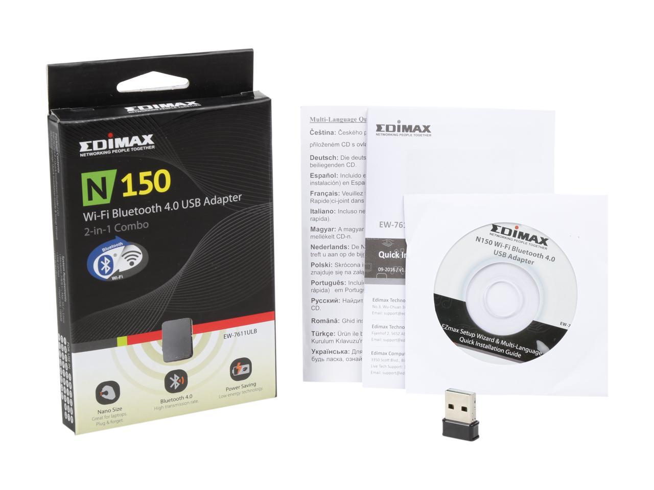 Edimax EW-7611ULB 2-in-1 N150 Wi-Fi & Bluetooth 4.0 Nano USB Adapter