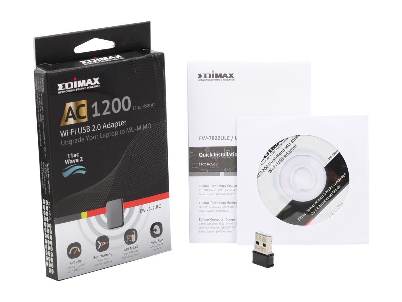 Edimax EW-7822ULC AC1200 Dual-Band Nano Wi-Fi Adapter, Nano Size Lets You Plug it and Forget It