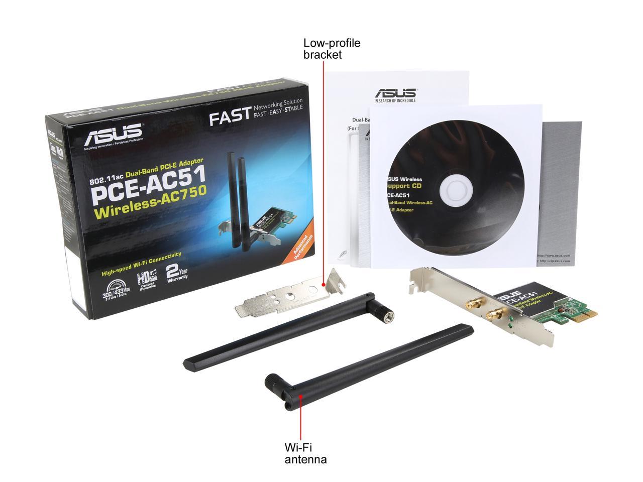 ASUS PCE-AC51 AC750 Wireless Dual-Band PCI-E Adapter