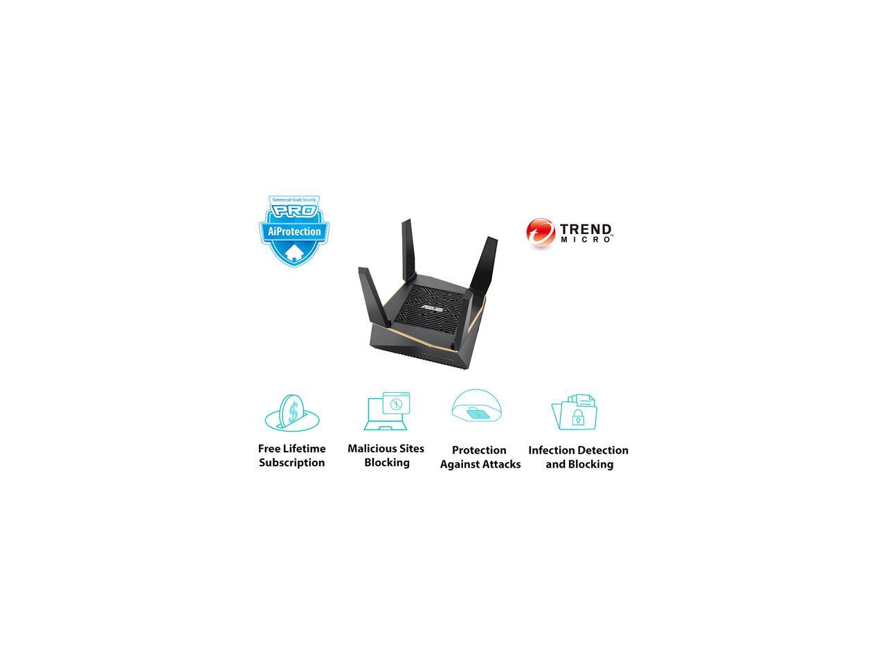 Asus RT-AX92U AX6100 Tri-Band Wi-Fi 6 Mesh Router with 802.11Ax, AiMesh Compatible, Adaptive Qos and Parental Control - A Certified for Humans Device