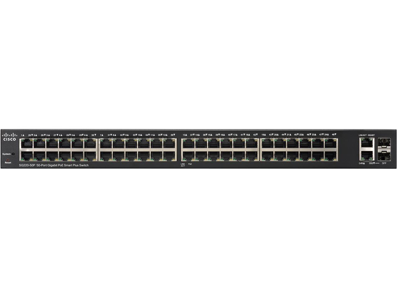 Cisco SG220-50P 50-Port Gigabit PoE Smart Plus Switch