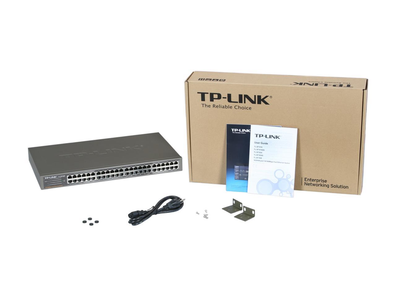 TP-Link 48-Port Fast Ethernet Unmanaged Switch | Plug and Play | Rackmount | Metal | Fanless | Limited Lifetime (TL-SF1048)