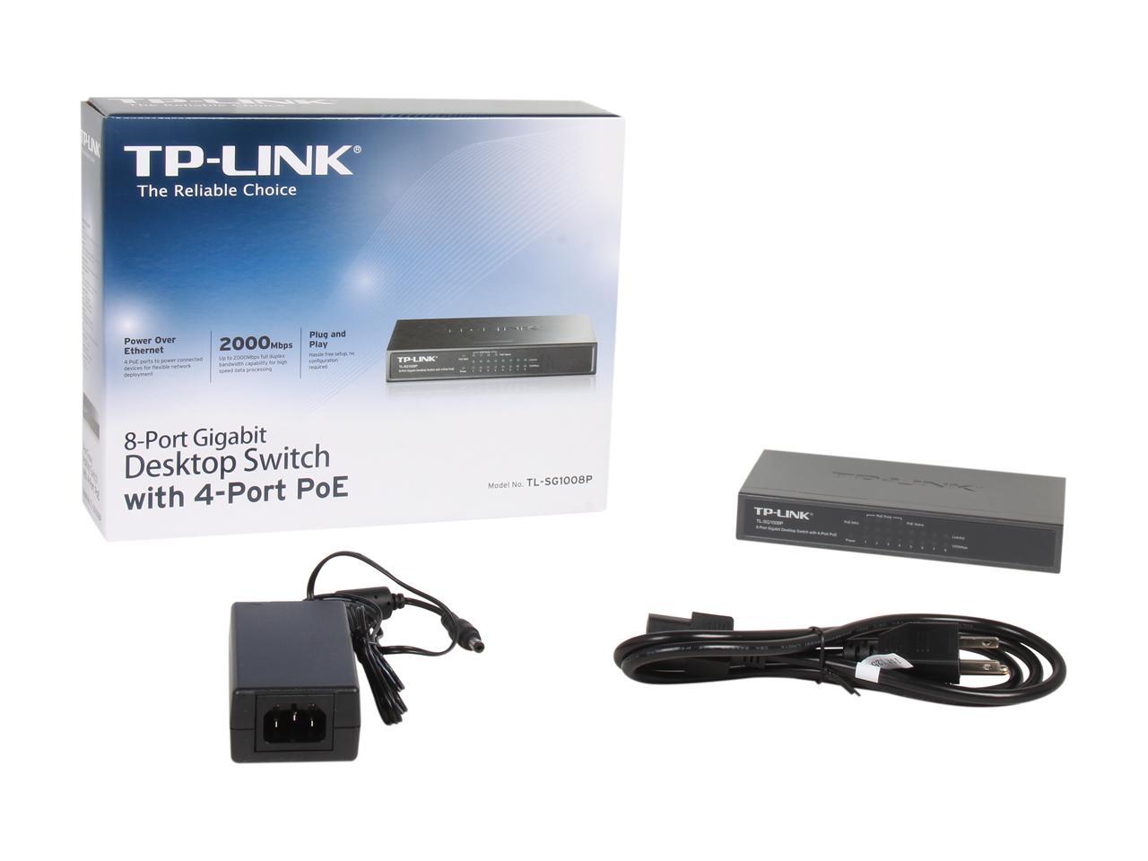 TP-Link 8 Port Poe Gigabit Switch | 4 Port Poe 55W | 802.3AF Compliant | Shielded Ports | Traffic Optimization | Plug and Play | Sturdy Metal (TL-SG1008P), Black
