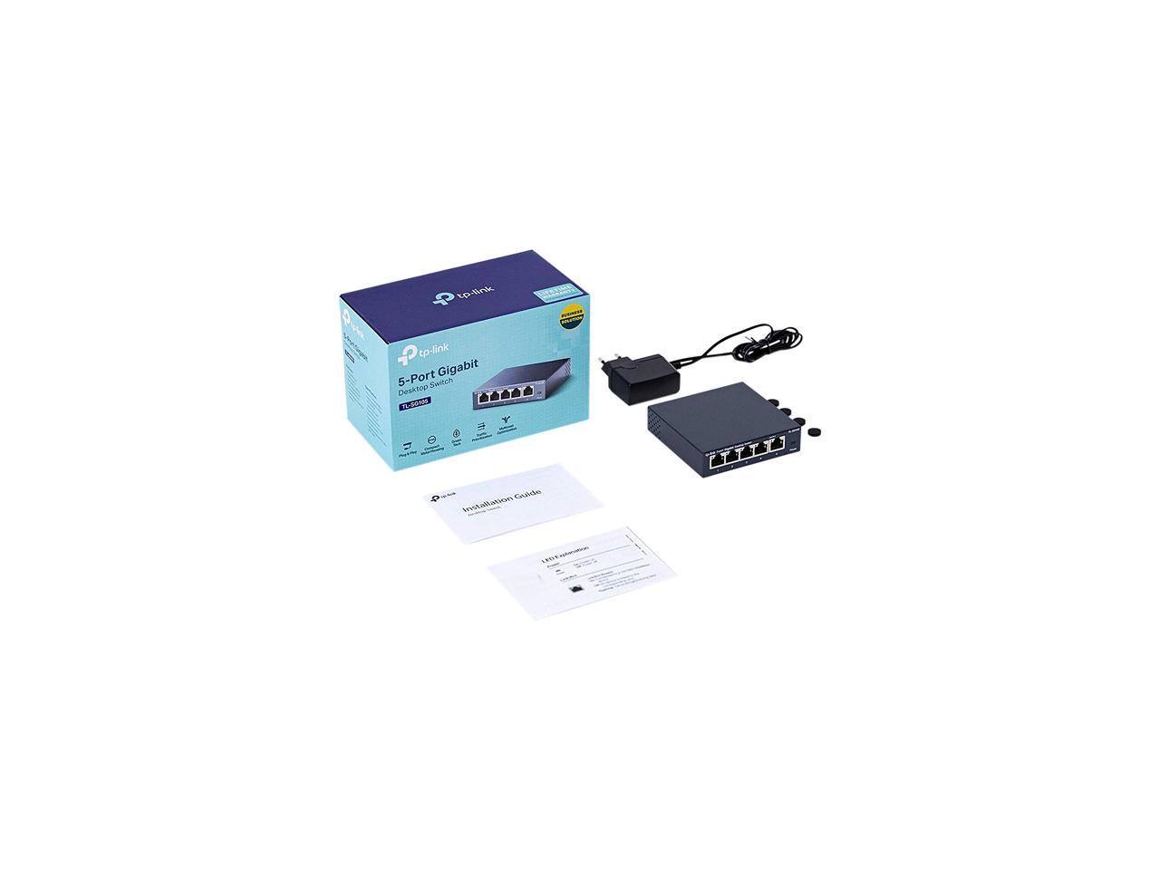 TP-Link 5 Port Gigabit Ethernet Network Switch - Ethernet Splitter | Plug & Play | Fanless | Sturdy Metal w/ Shielded Ports | Traffic Optimization | Unmanaged | Limited Lifetime Protection(TL-SG105)