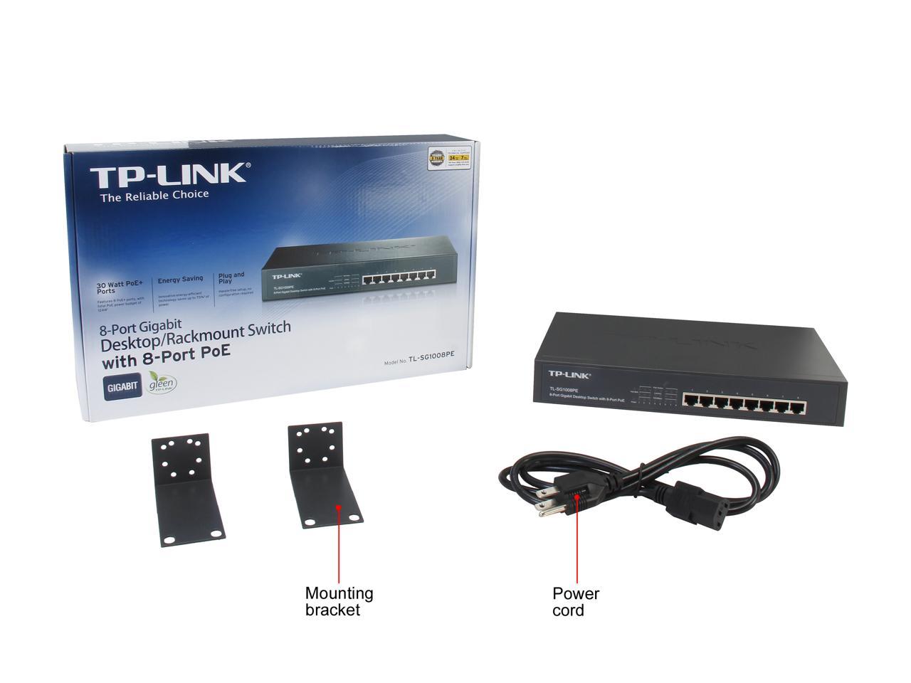 TP-LINK TL-SG1008PE 8-Port Gigabit POE Switch with 8-Port PoE, 802.3af/at, Up to 124W