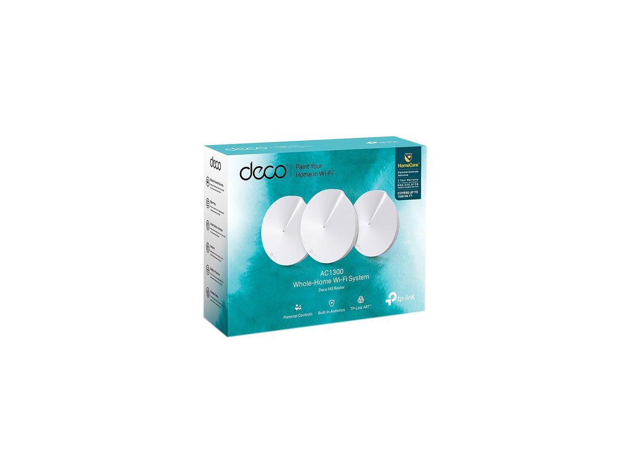 TP-Link Deco M5 Whole Home Mesh Wi-Fi System | Antivirus Security Protection and Parental Controls | Up to 4,500 sq. ft. Coverage | Works with Alexa and IFTTT | 3-Pack
