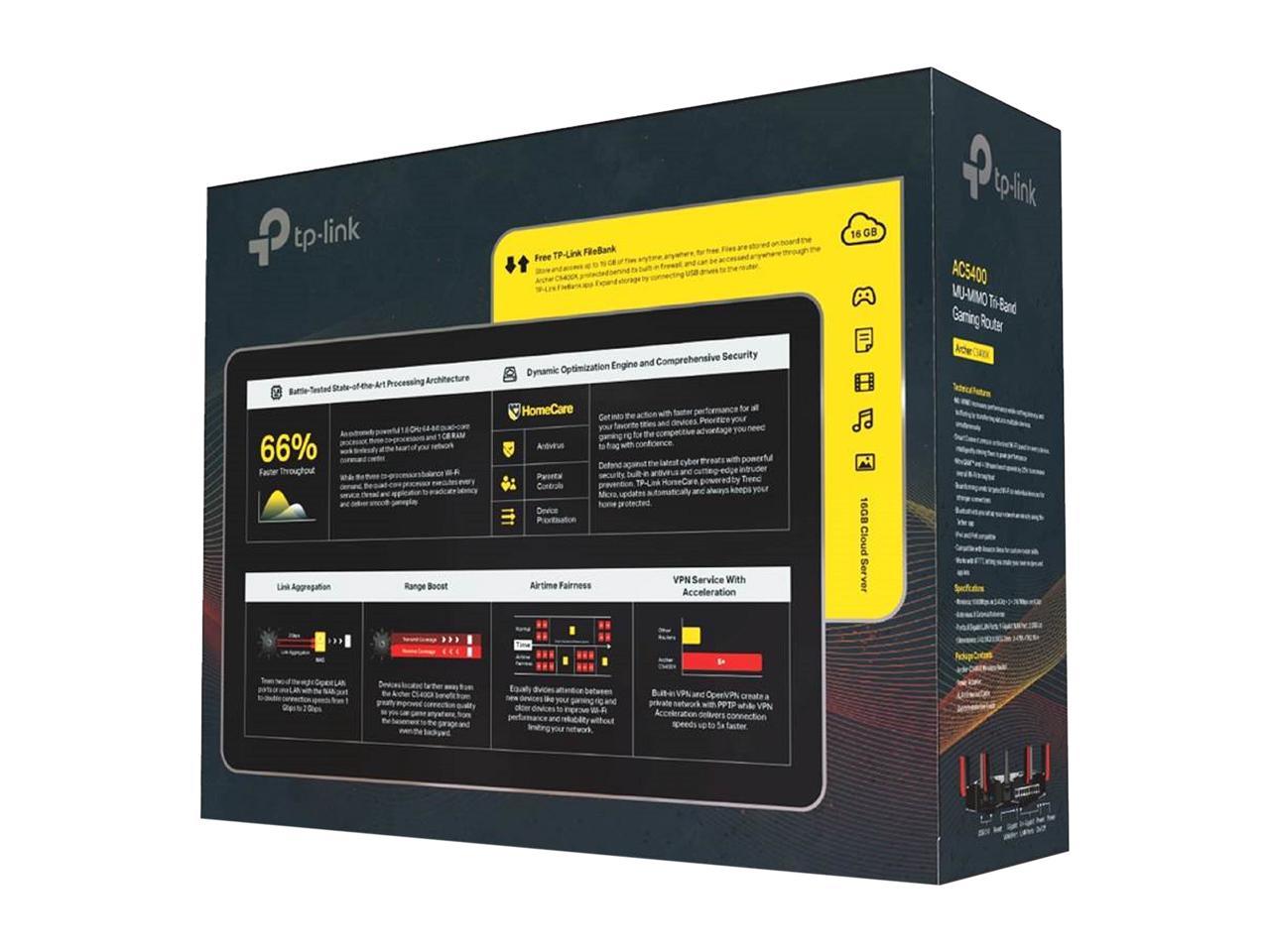 TP-LINK AC5400 MU-MIMO Tri-Band Wi-Fi Router with Comprehensive Network Security for Gaming and Entertainment (Archer C5400X)
