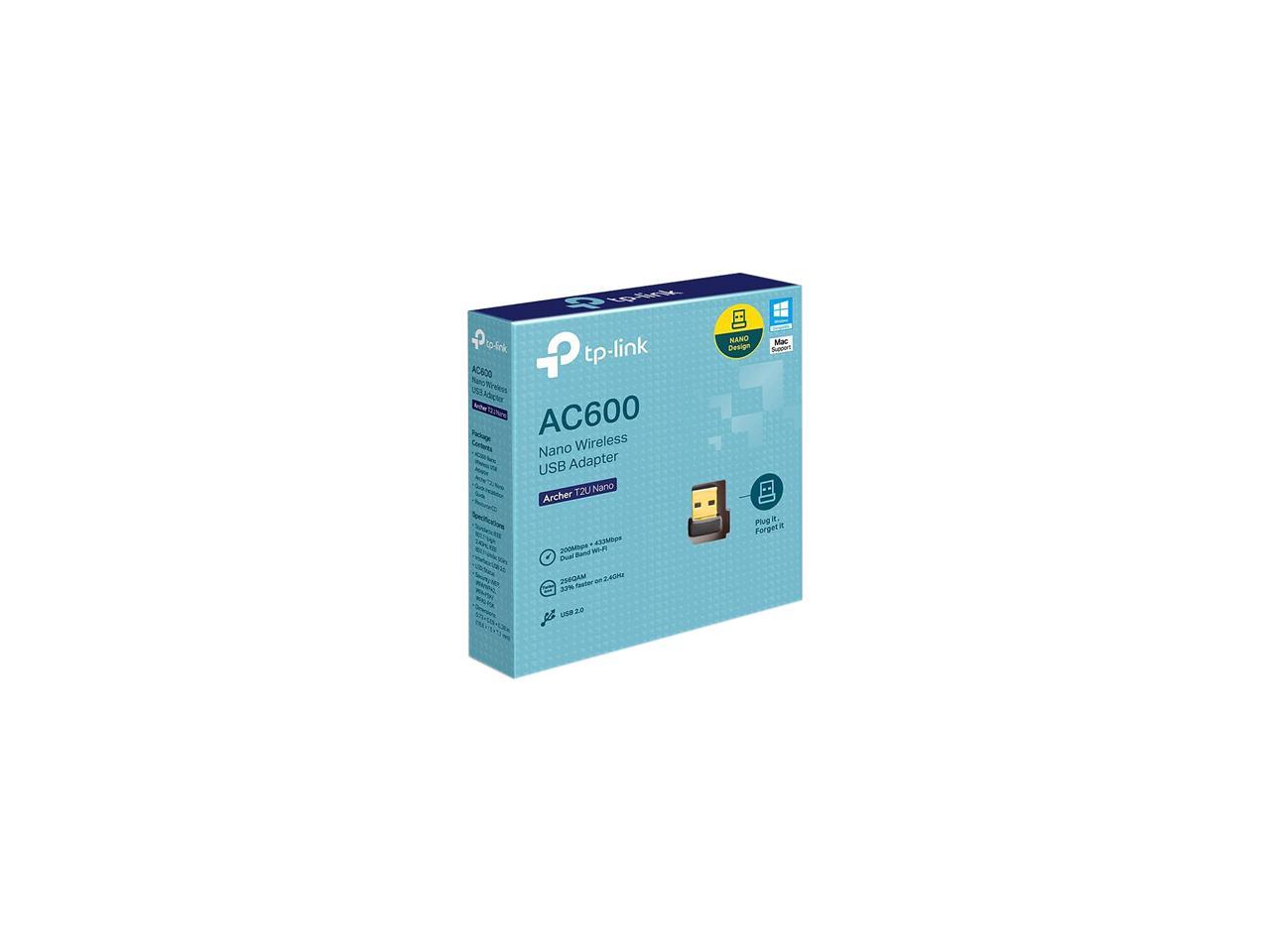 TP-Link Mini - AC600 USB 2.0 Wifi Adapter | 2.4G/5G Dual Band Wireless Network Adapter for PC Desktop | Mini Travel Size | Supports Windows 10, 8.1, 8, 7, XP / Mac OS X 10.9-10.13 (Archer T2U Nano)