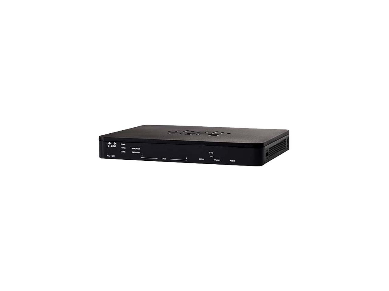 CISCO RV160-K9-NA RV160 VPN Router 1 x RJ-45 SFP Gigabit Ethernet combination port WAN Ports 4 x RJ-45 Gigabit Ethernet ports LAN Ports
