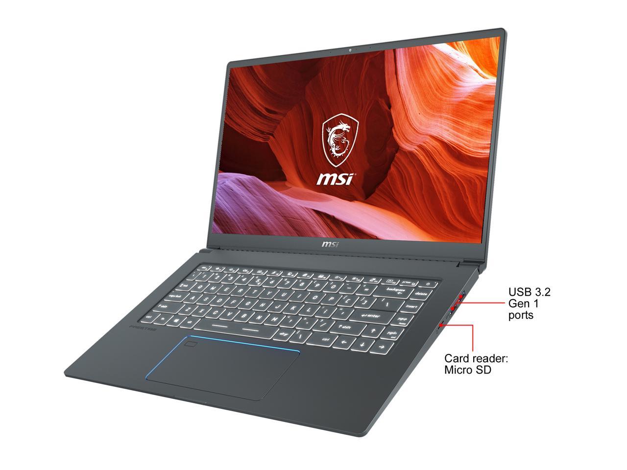 MSI Laptop Prestige 15 A10SC-010 Intel Core i7 10th Gen 10710U (1.10 GHz) 32 GB Memory 1 TB NVMe SSD NVIDIA GeForce GTX 1650 15.6" 4K/UHD Windows 10 Pro 64-bit